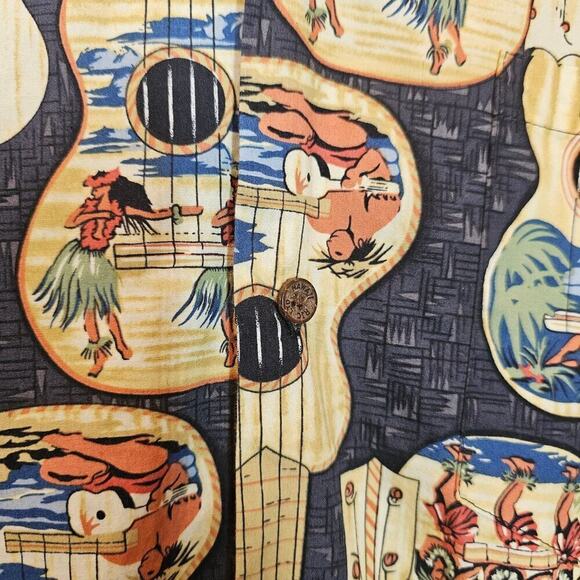 RJC Men's Ukulele Hawaiian Tropical Luau Casual Vacation Button-down Size XL - Picture 4 of 11